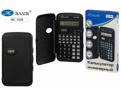 Калькулятор инженер. 10р BASIR МС-105В с крышкой и часами (13х17,5)