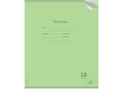 Тетрадь В5 18л = офс. цв. обл. Проф-Пресс (18-1403) КЛАССИКА салат (пластиковая прозрачная обложка)