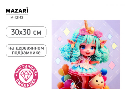Алмазная мозаика MAZARI М-12143 (30х30) Девочка (0016502) частичная выкладка