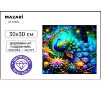 Алмазная мозаика MAZARI М-12400 (30х30) Павлин (0020504) частичная выкладка/холст