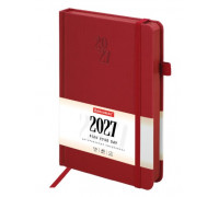 Ежедневник 2027 А5 кожзам BRAUBERG 118036 Plain 176л красный/красный срез
