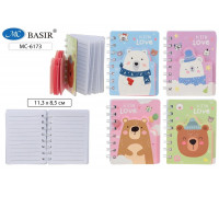 Блокнот подарочный BASIR МС-6173 пружина МИШКА 60л (11,3х8,5см) +фигурный мини блокнот