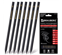 Набор карандашей графитных BRAUBERG 12шт (2Н-4В) Black Jack 180620