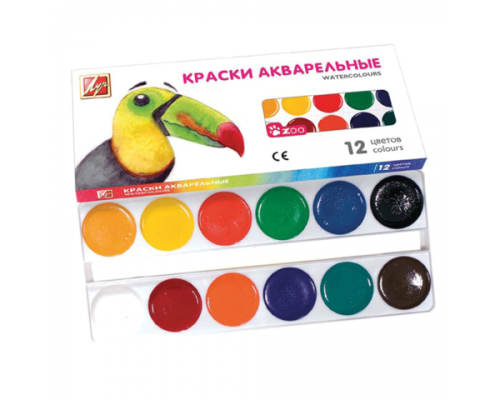 Акварель 12цв ЛУЧ "ZOO" карт/уп б/к 19С1247-08