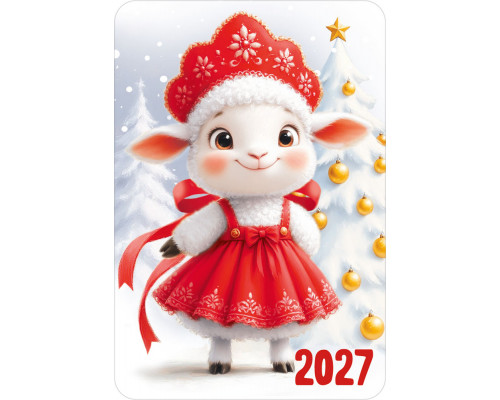Календарь 2027г карманный (Империя поздравлений 30002166) Новогодние овечки в кокошниках 20шт/уп