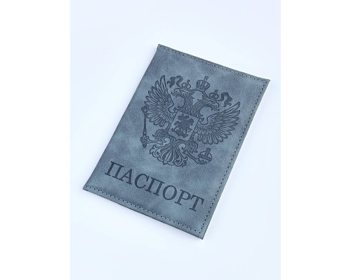 Обложка на паспорт кожзам BAREZ А-145 (С97) синяя/герб
