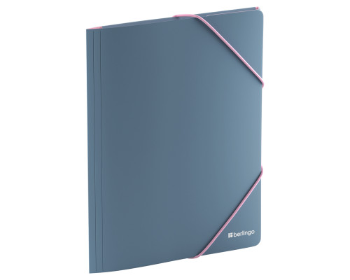 Папка на резинках А4 BERLINGO _А4933 (600мкм) Soft Touch Pro серая/софт-тач внутри (371737)