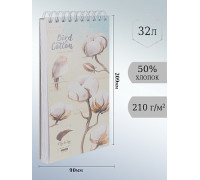 Скетчпад А6+ Проф-Пресс (32-7978) 32л пружина/50% хлопок ПТИЧКА И ХЛОПОК