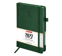 Ежедневник 2027 А5 кожзам BRAUBERG 118038 Plain 176л зелёный/зелёный срез