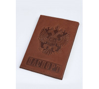 Обложка на паспорт кожа BAREZ А-194 КРС/коричневая (герб РФ)
