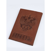 Обложка на паспорт кожа BAREZ А-194 КРС/коричневая (герб РФ)