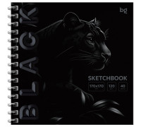 Скетчбук А6+ переплёт/пружина/боковая БиДжи _64601 Black.Tiger 40л/120г/м2 (376700)