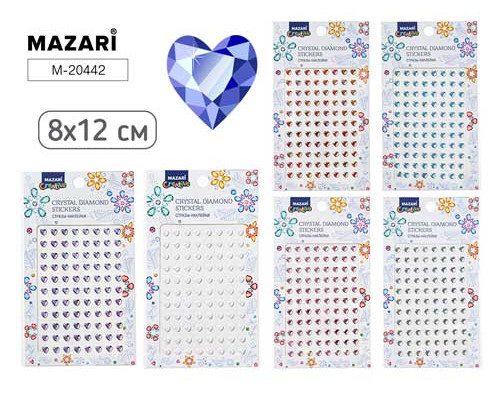 Наклейки-стразы акриловые MAZARI (М-20442) 8х12см, 4диз (0019727)