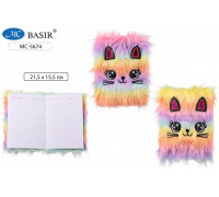 Блокнот подарочный BASIR МС-5674 мех/аппликация КОШКА 80л (21,5х15,5)