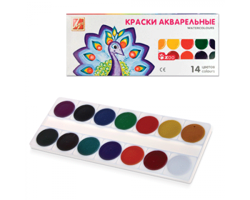 Акварель 14цв ЛУЧ "ZOO" карт/уп б/к 22С1418-08