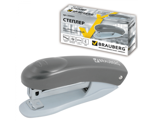 Степлер №10 BRAUBERG 222531 12л "Einkommen" пластик/механизм металл серый