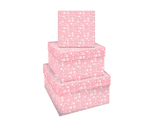Набор квадратных коробок 3в1 MESHU _41128 "White flowers" (19,5*19,5*11-15,5*15,5*9см) 325924