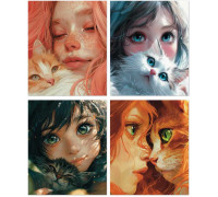 Тетрадь В5 48л # офс. цв. обл. ПОЛИНОМ (3458) Anime cats (софт-тач/лак)