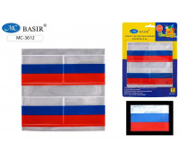 Фликеры BASIR МС-3612 светоотражающие наклейки ФЛАГ РФ 8шт