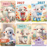 Календарь 2027г карманный (Праздник 50002893) Кудрявые овечки МИКС 30шт/уп