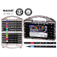 Набор маркеров акриловых 12цв MAZARI (М-15250-12) БЕРТО пластиковый пенал (блёстки)
