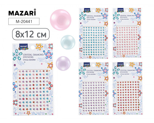 Наклейки-стразы акриловые MAZARI (М-20441) 8х12см, 4диз (0019726)