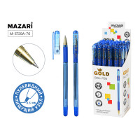 Ручка шариковая MAZARI (М-5739А) GOLD синяя 0,5мм корпус прозрачный голубой