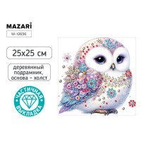 Алмазная мозаика MAZARI М-12656 (25х25) Сова (частичная выкладка/холст)