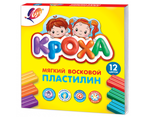 Пластилин восковый 12цв ЛУЧ "Кроха" мягкий 1484-08