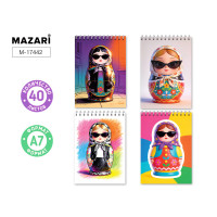 Блокнот А7 пружина 40л MAZARI (М-17442) Матрёшка
